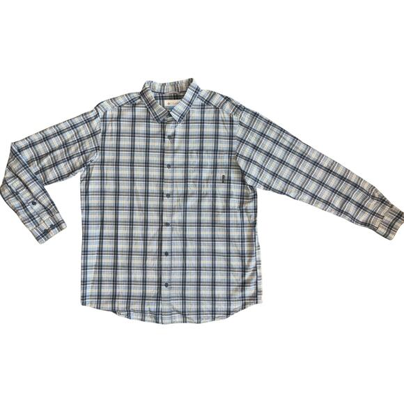 Columbia Men's Button Down Shirt Size XL Blue Plaid Chest Pocket 100% Cotton EUC - Picture 2 of 11